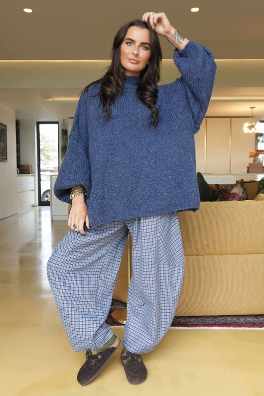 Big Softie Funnel Grunge Knit Denim /7=